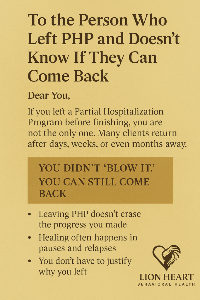 Come Back to Our Partial Hospitalization Program